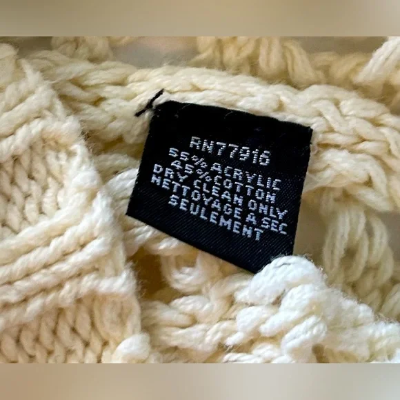 MaEve Anthropologie One-Shoulder Cream Knit Crochet Cropped Sweater - Picture 11 of 12